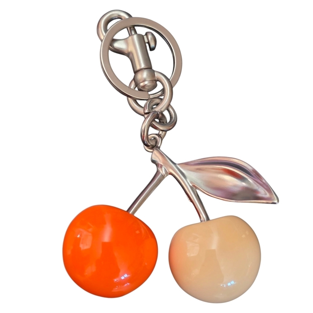 Vibrant Orange and Cream Creamsicle Cherry Purse Charm Keyring